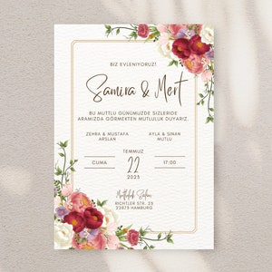 Hochzeitseinladung inkl. Umschlag Kuvert, Wedding Cards Einladungskarten für die Trauung, Hochzeit,Junggesellen, Dügün Davetiye