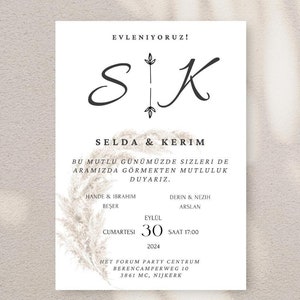 Hochzeitseinladungskarten inkl. Umschlag Kuvert, Wedding Cards Einladungskarten für die Trauung, Hochzeit, Dügün Davetiye
