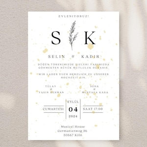 Hochzeitseinladungskarten inkl. Umschlag Kuvert, Wedding Cards Einladungskarten für die Trauung, Hochzeit, Dügün Davetiye