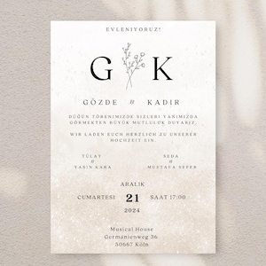Hochzeitseinladungskarten inkl. Umschlag Kuvert, Wedding Cards Einladungskarten für die Trauung, Hochzeit, Dügün Davetiye