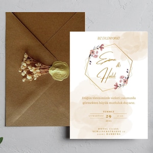 Wedding Card,  Dügün Davetiye inkl. Umschlag Kuvert, Kina Davetiyesi, Davetiyeler, Dügün, Kina Gecesi, Hediyesi, Hochzeit, Einladungskarten