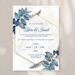 Hochzeitseinladungskarten inkl. Umschlag Kuvert, Wedding Cards Einladungskarten für die Trauung, Hochzeit,Junggesellen, Dügün Davetiye
