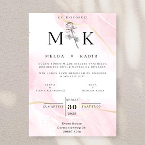 Hochzeitseinladungskarten inkl. Umschlag Kuvert, Wedding Cards Einladungskarten für die Trauung, Hochzeit, Dügün Davetiye