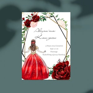 Kina Davetiyesi inkl. Umschlag Kuvert, Davetiyeler, Dügün Davetiye, Kina Gecesi, Kina Deko, Kina Hediyesi, Hochzeit, Einladungskarten