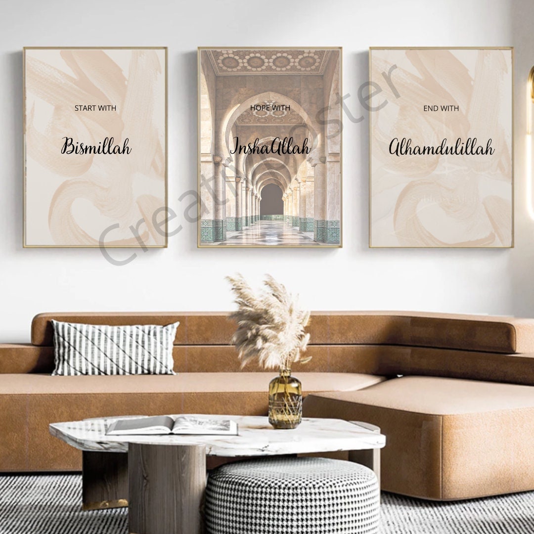  HOMELUX Islamische Bilder mit Bilderrahmen, Islamische Ramadan  Dekoration, Islam Deko, Islamische Geschenke, Arabische Kalligraphie  Wandbilder, Koran Allah Wandbild, Muslimische Wanddeko