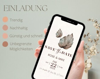 Digitale Hochzeitseinladung  | Ecard Hochzeit  |  Einladung Hochzeit personalisiert | Vollbildschirm | zum versenden per WhatsApp