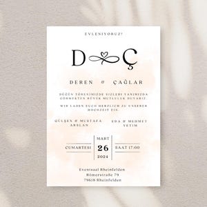 Hochzeitseinladungskarten inkl. Umschlag Kuvert, Wedding Cards Einladungskarten für die Trauung, Hochzeit, Dügün Davetiye