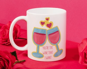 Mug humoristique de saint valentin en céramique de 325 ml You're the wine that i want grease