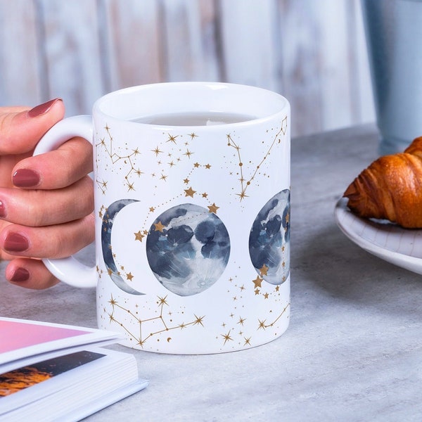 Mug phases de la lune et constellations étoiles zodiaque en céramique de 325 ml