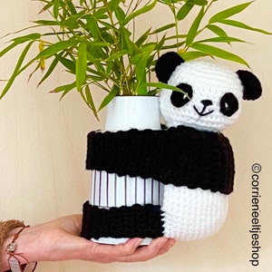 Digital Download (1 PDF: English) Cute Baby Panda Holder Crochet Pattern 10 Pages PDF Vase Holder, Desk Organizer, Plant Hanger