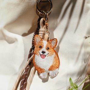 High Quality - Custom Pet Portrait Keychain – Double-sided embroidered charm, stuffed