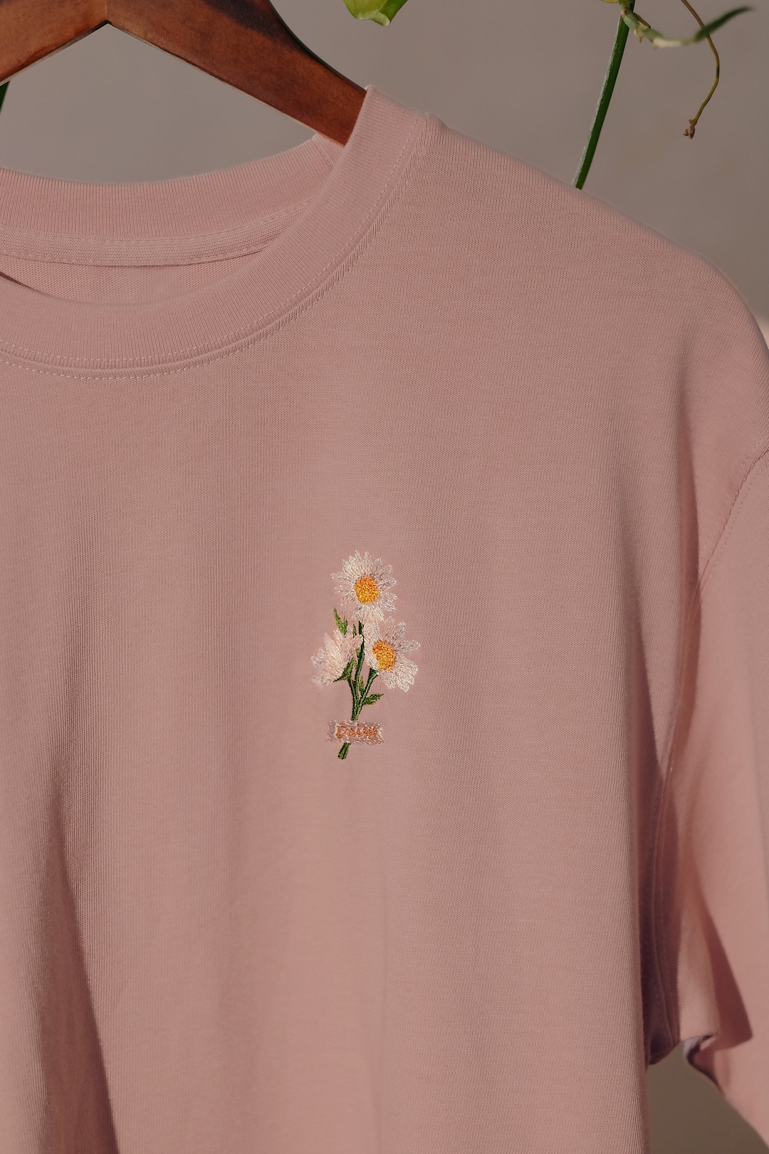 Pink Floral Embroidered Cotton Shirt