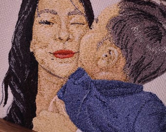 Bordado de retrato personalizado: arte familiar personalizado