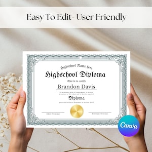 Druckbares Homeschool-Diplom, personalisiertes Geschenk-Abschluss-Diplom-Download, bearbeitbare Homeschool-Diplomvorlage, sofortiger Download