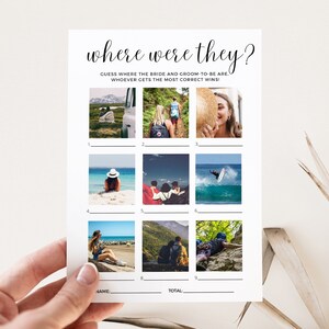 Printable Bachelorette Games, Clean bachelorette games, editable, hen party games, Where Were They Photo Game, Couples shower game
