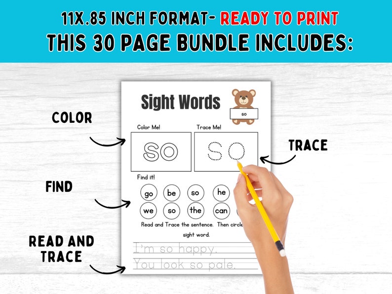 Sight Words Printable Worksheet Fry's Sight Words Tracing Worksheet Early Reading Kindergarten ...