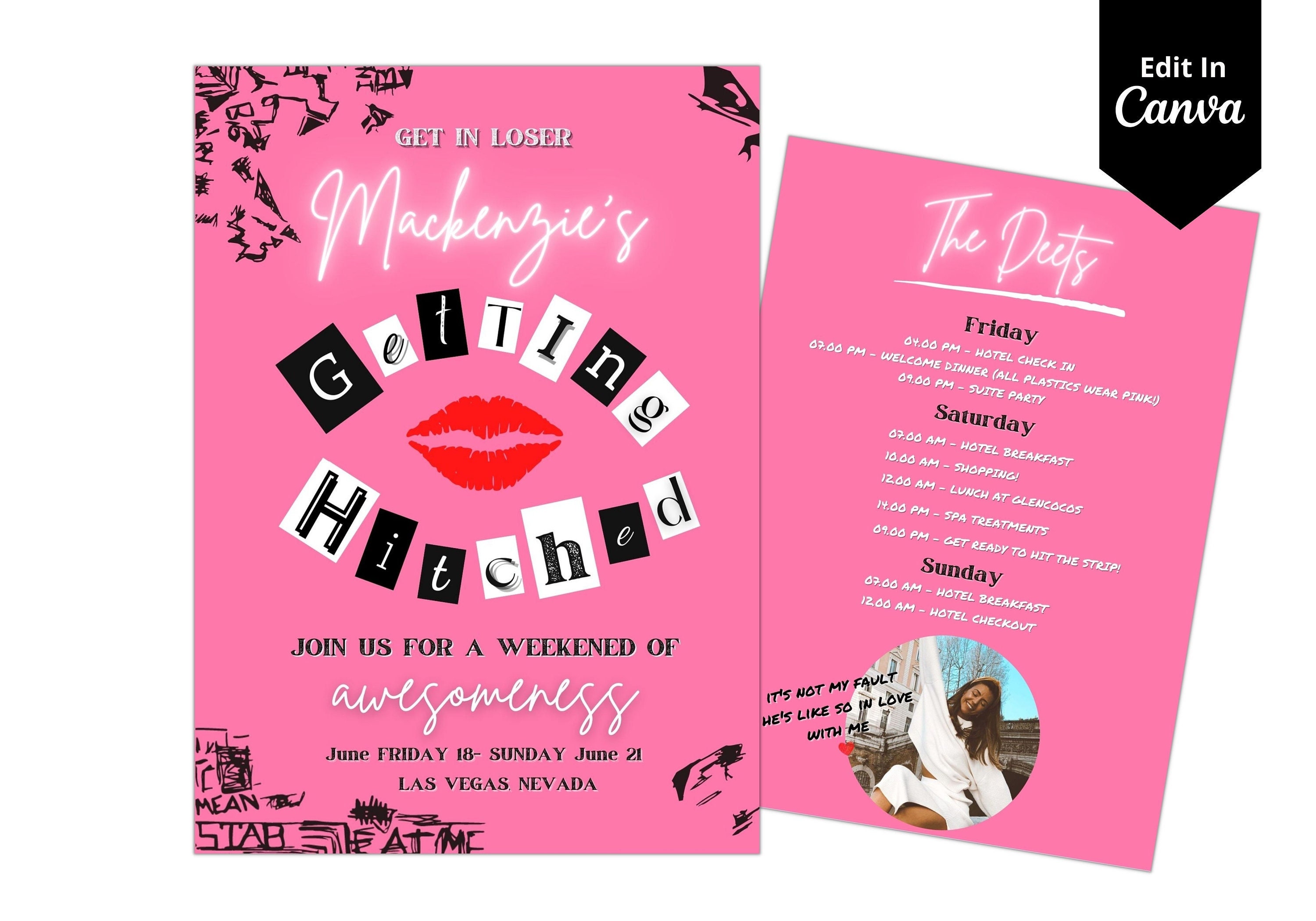 Mean Girls Bachelorette Invitation, Editable, Digital Download, Burn