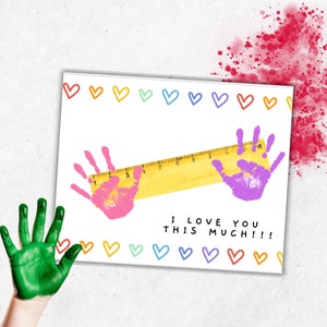 Carte d'art avec empreinte de main pour la Saint-Valentin, activité préscolaire, impression de carte mémoire, souvenir, je t'aime tellement, impression d'art à la main pour bébé, enfant en bas âge