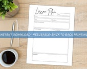 Daily lesson plan, lesson plan template, Teacher Lesson planner, instant download, stationary, daily planner, printable, black and white