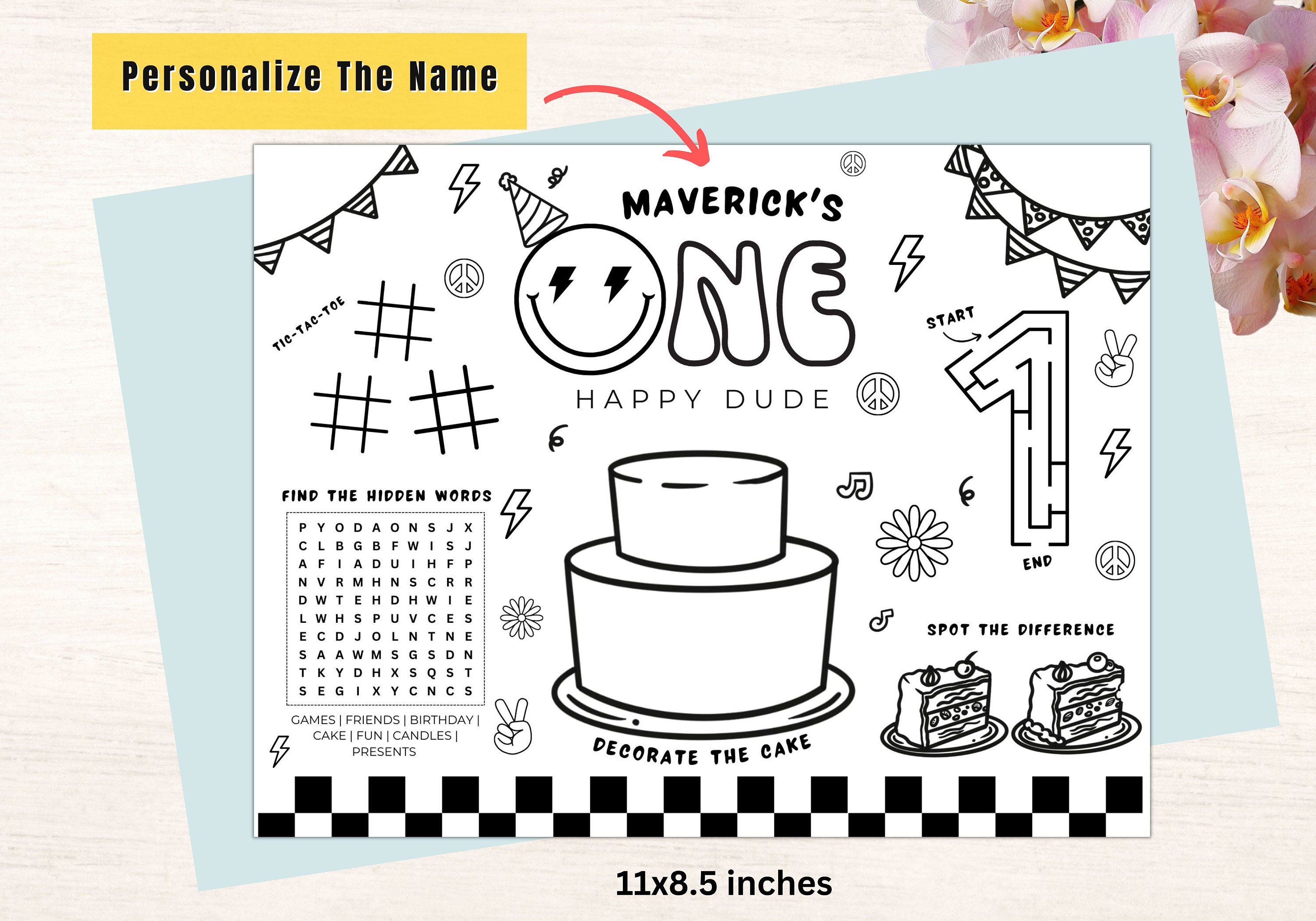 One Happy Dude Coloring Placemat INSTANT DOWNLOAD Digital - Etsy