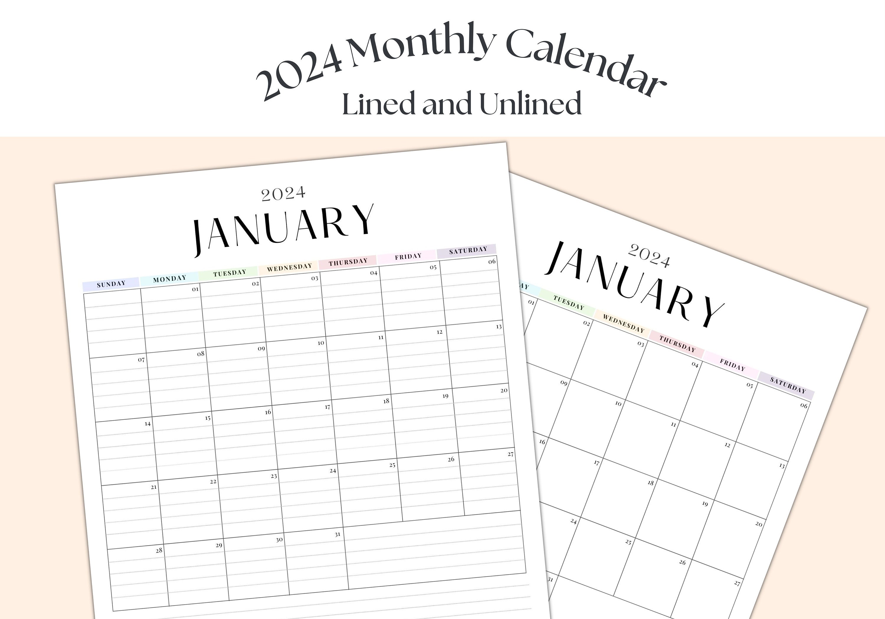 2024 Lined Printable Calendar - Il Fullxfull.5104828101 1twl 