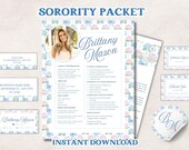 Sorority resume template with picture, Sorority Packet, editable sorority template canva, blue hydrangea, Instant download, rush week