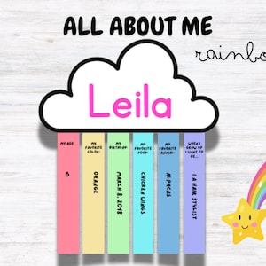 All about me, Back to school Activity, Get to know me, rainbow, educational resource, Classroom printable, Classroom decor, activity sheet