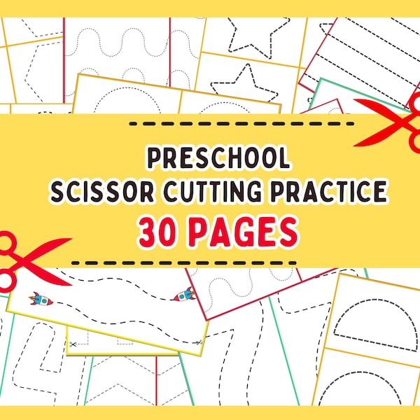 Scissor Skills, Cutting Practice, Preschool Worksheets, Preschool Printables , Scissor Skills Printable, Scissor Practice, Homeschool