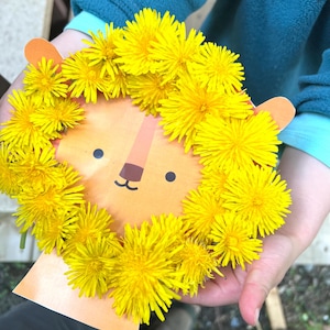 Druckbare Frühlingsaktivität für Kleinkinder, Naturspaziergang in Blumen, Löwenzahn-Wandkunst, Frühlingsaktivität vor dem Schulanfang, Hausschule zum Ausdrucken, Blumenhandwerk