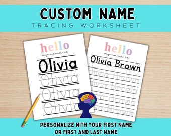 Custom Name Tracing Sheet, Handwriting Practice, Personalized First and Last Name Trace Handwriting Worksheet, Printable Name worksheet-RB