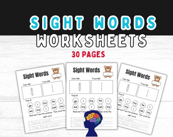 Sight Words Printable Worksheet Fry's Sight words Tracing worksheet Early Reading Kindergarten First Grade Worksheet Homeschool
