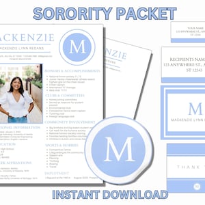 Sorority Packet, sorority resume template, Sorority Resume Template with photo, Recruitment letter, Graduation gift for her, grad 2025