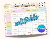 Weekly lesson Plan Template, Teacher Lesson planner, Preschool/Kindergarten, Pre k schedule template, Instant Download, editable, printable