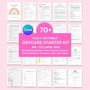 Daycare Forms, Daycare Contracts Daycare Starter Kit, Childcare Forms, Daycare Paperwork, Home Daycare, parent handbook, schedule, meal plan