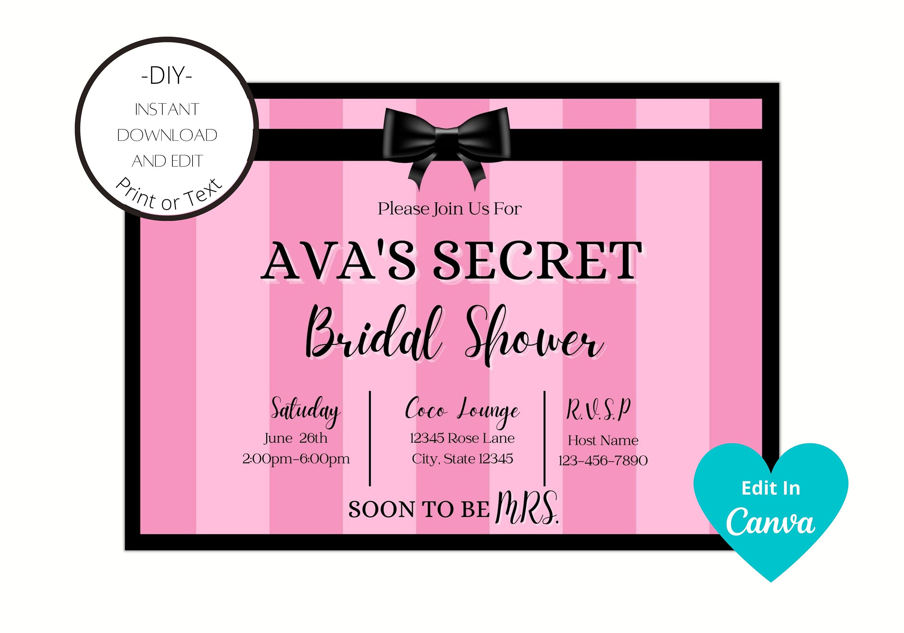 Victoria Secret Bridal Shower Registry Victoria's Secret Invitation, Birthday Party Invitation, Panty Party