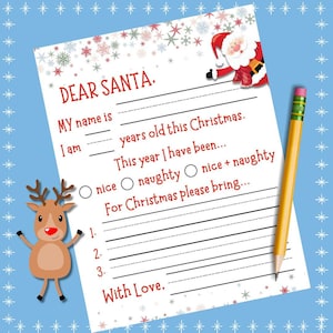 Brief des Weihnachtsmanns, Lieber Weihnachtsmann, Weihnachtswunschliste, alles über mich, Wichteln, Namensschreibübungen, schöne Liste, Prek-Aktivitäten