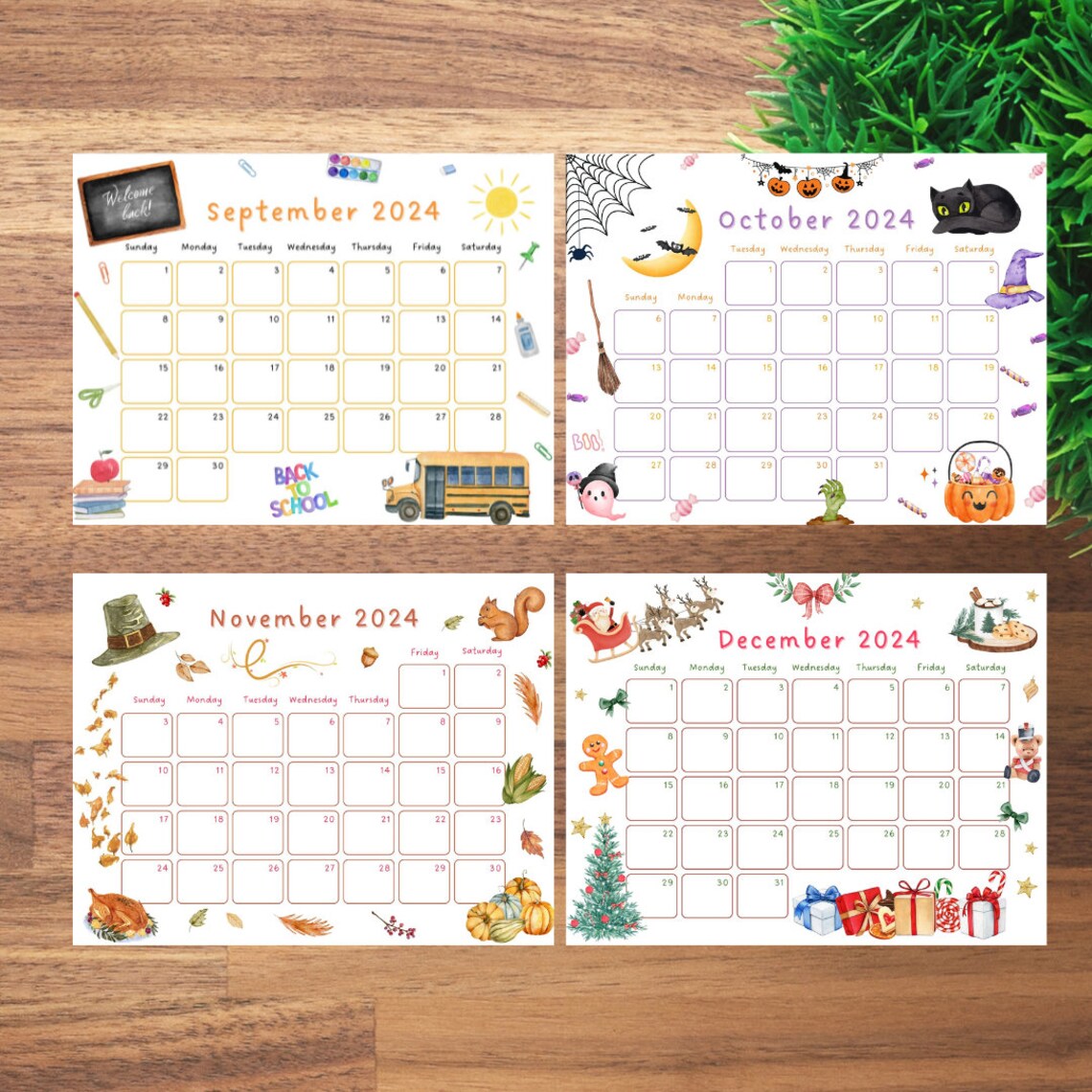 Printable Calendars, Printable Kids Calendar, Watercolor Calendars ...