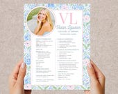 Pink Sorority resume template with photo, Rush resume template, PNM resume, Greek life resume, Sorority application resume template, preppy