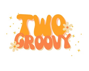 DOS Archivos de Sublimación Groovy-Segundo 2º Cumpleaños