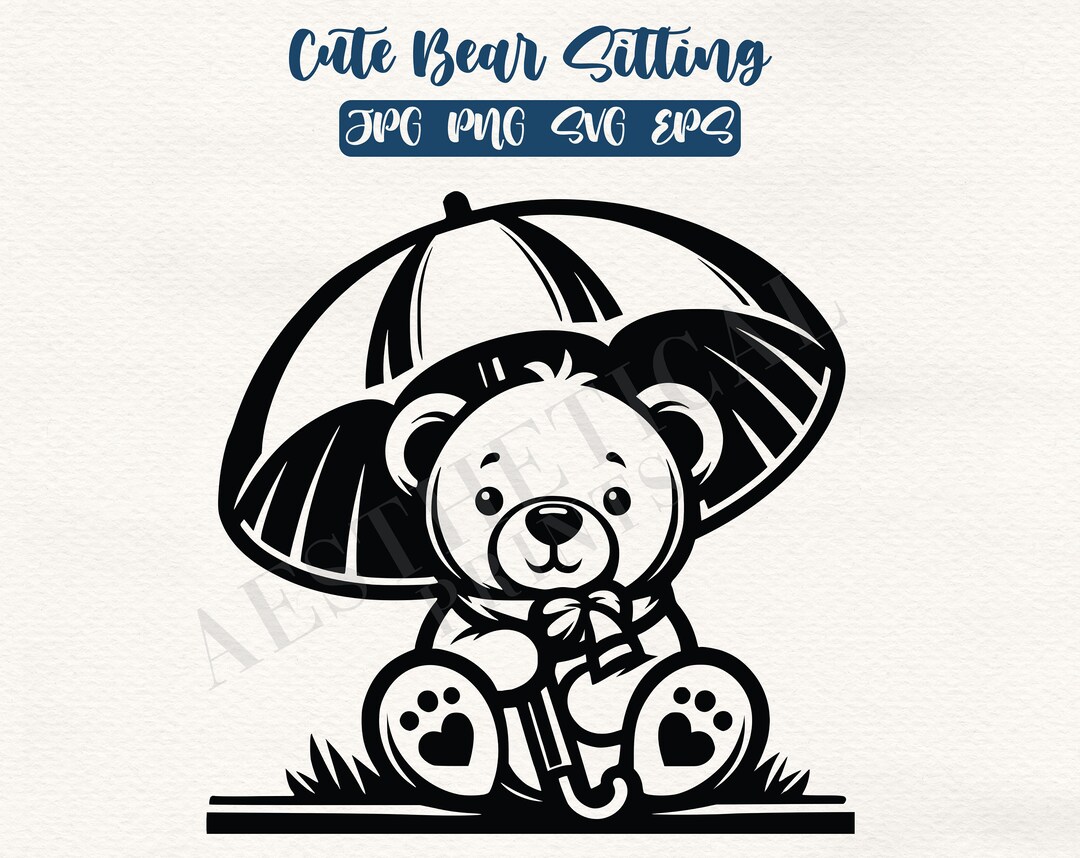 Cute Bear Sitting Clip Art Svg, Eps, Png and Jpg - Etsy