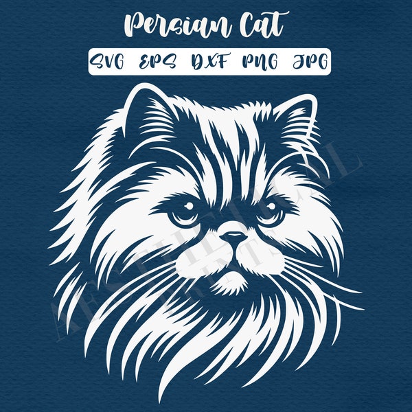 Persian Cat White Clipart Svg, Eps, Dxf, Png and Jpg | 2