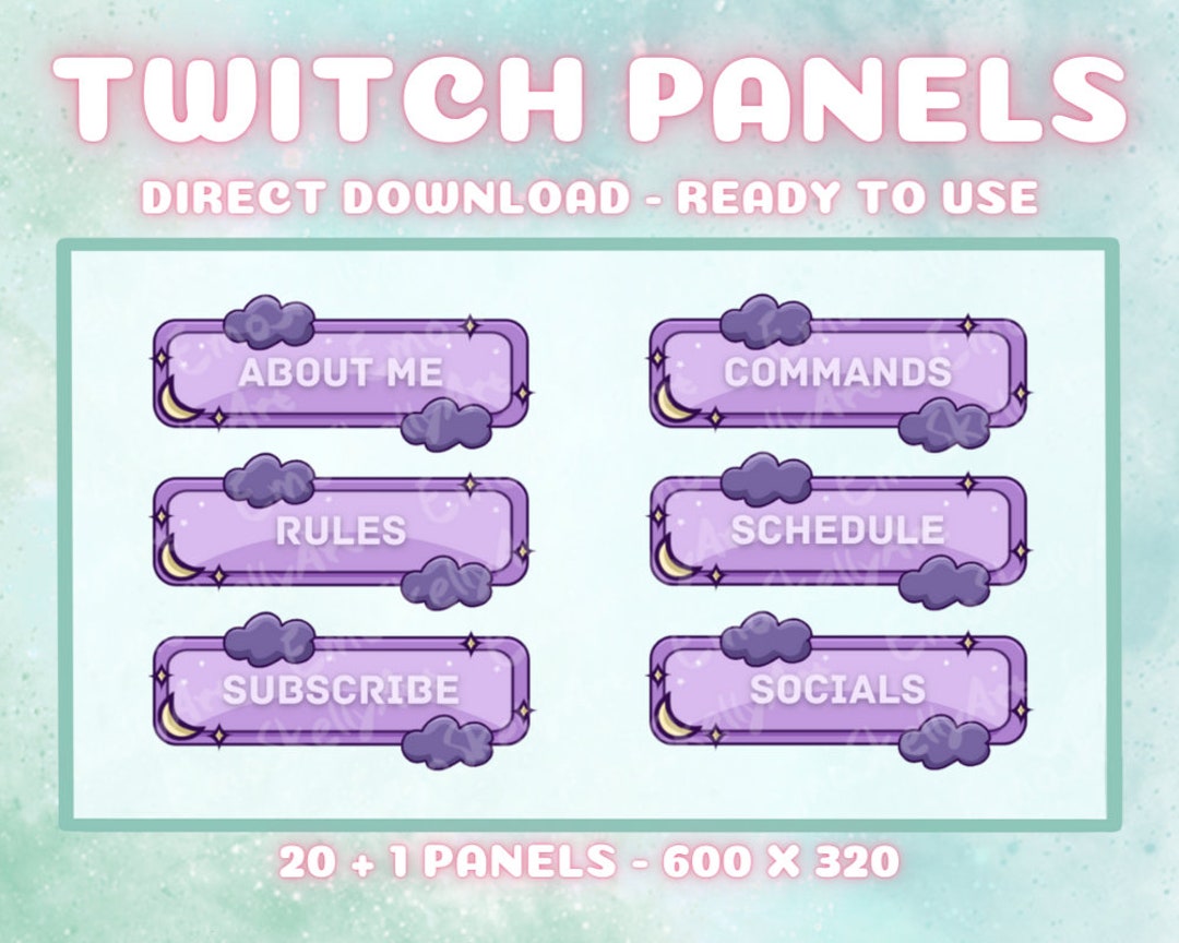 Twitch Panels Purple Night Theme 20 Finished Panels One Blank Direct ...