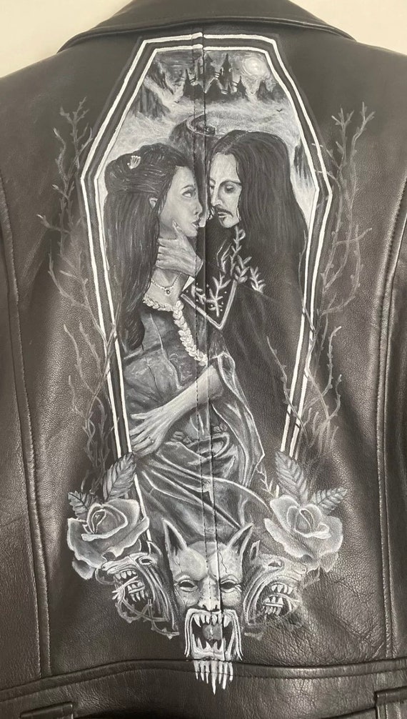 Bespoke Handpainted Gothic Leather Jacket - Etsy