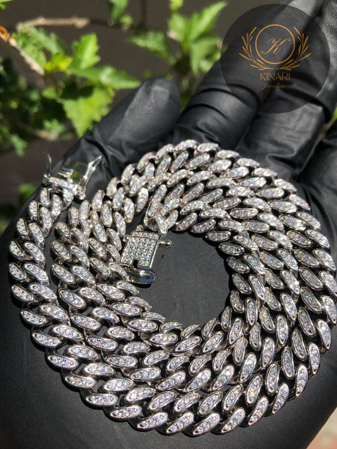 9mm Iced Out Bling 2 Row CZ Bracelet Silver Color Cuban Chain Big Bule CZ  Stone Charm Bracelet For Women Hip Hop Rock Jewelry