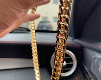 14mm 24" Miami Cuban Gliederkette 240 Gramm Schwer massiv 925 Sterling Silber 14K vergoldet Panzerkette Für Männer und Frauen Hiphop Chain