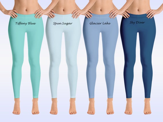 Custom Blue Dress Leggings, Yoga Leggings, Sports Leggings