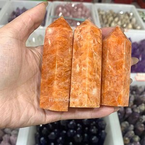 Natural Orange Sunstone Crystal Tower Point, Polished Sunstone Obelisk Wand, Mineral Specimen, Gemstone Tower