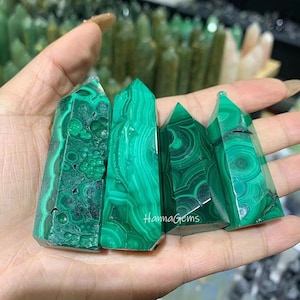 Energy Healing Malachite Tower Point, Natural Generator Malachite Tower Obelisk, Mineral Specimen Crystals