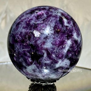 High Quality Purple Lepidolite Quartz Sphere, Polished Lepidolite Sphere, Mineral Specimen, Healing Crystal