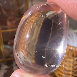 Natural Rose Quartz Stone With Colorful Needles, Stunning Rose Crystal Handle Stone, Crystal Collection, Healing Crystal